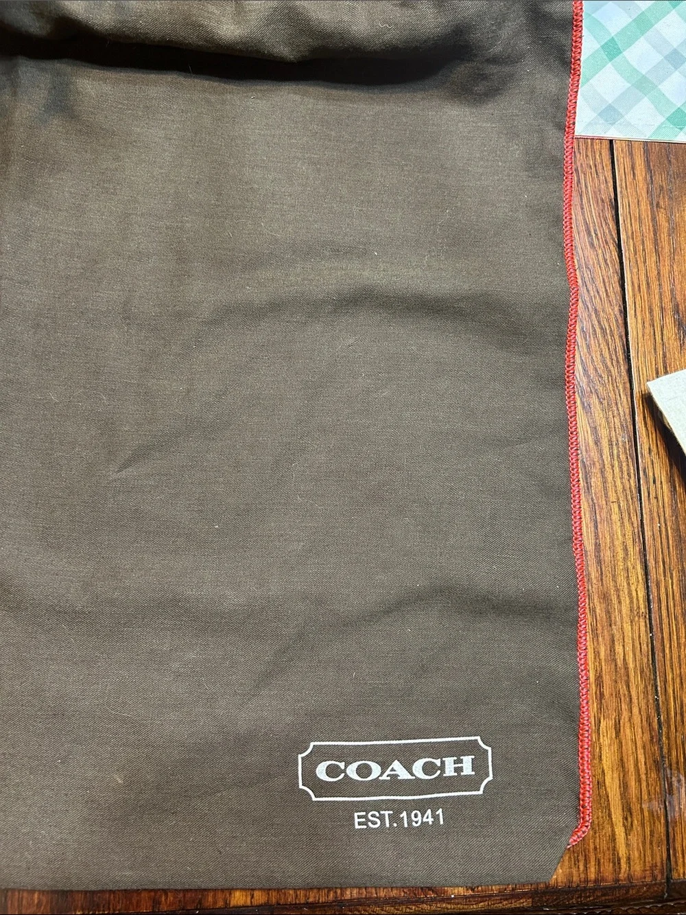 Coach Brown Red trim Dust bag